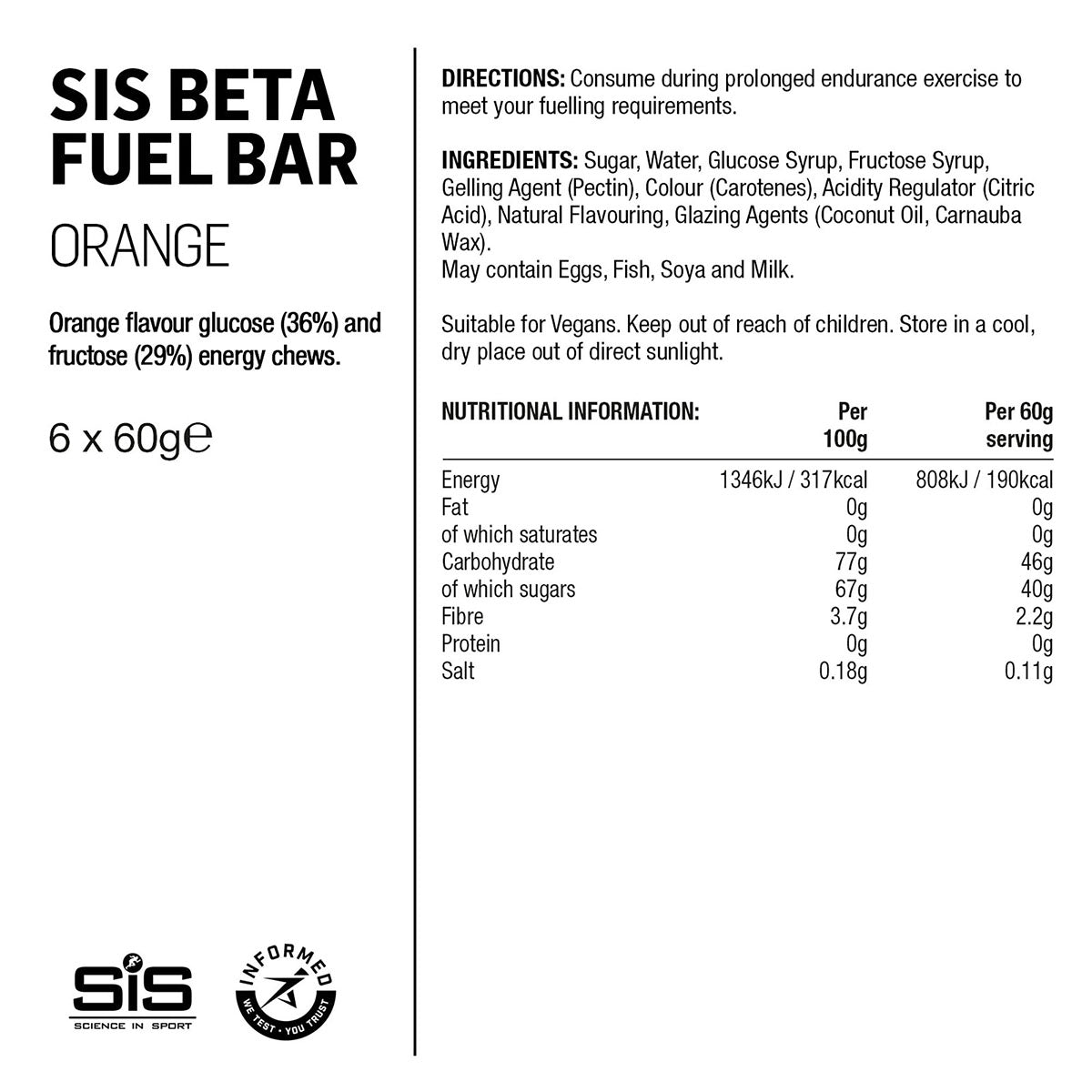 SIS Beta Fuel Orange Energy Chew Bar