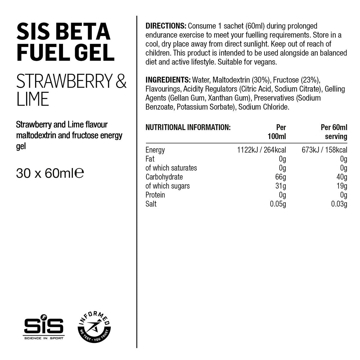 SIS Żel Beta Fuel Truskawka & Limonka